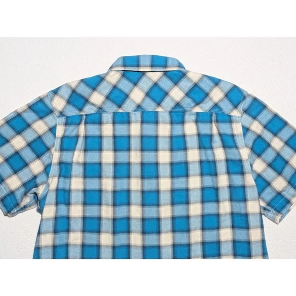 The North Face Plaid Shirt Mens Large Blue‎ Short Sleeve Outdoor Hiking